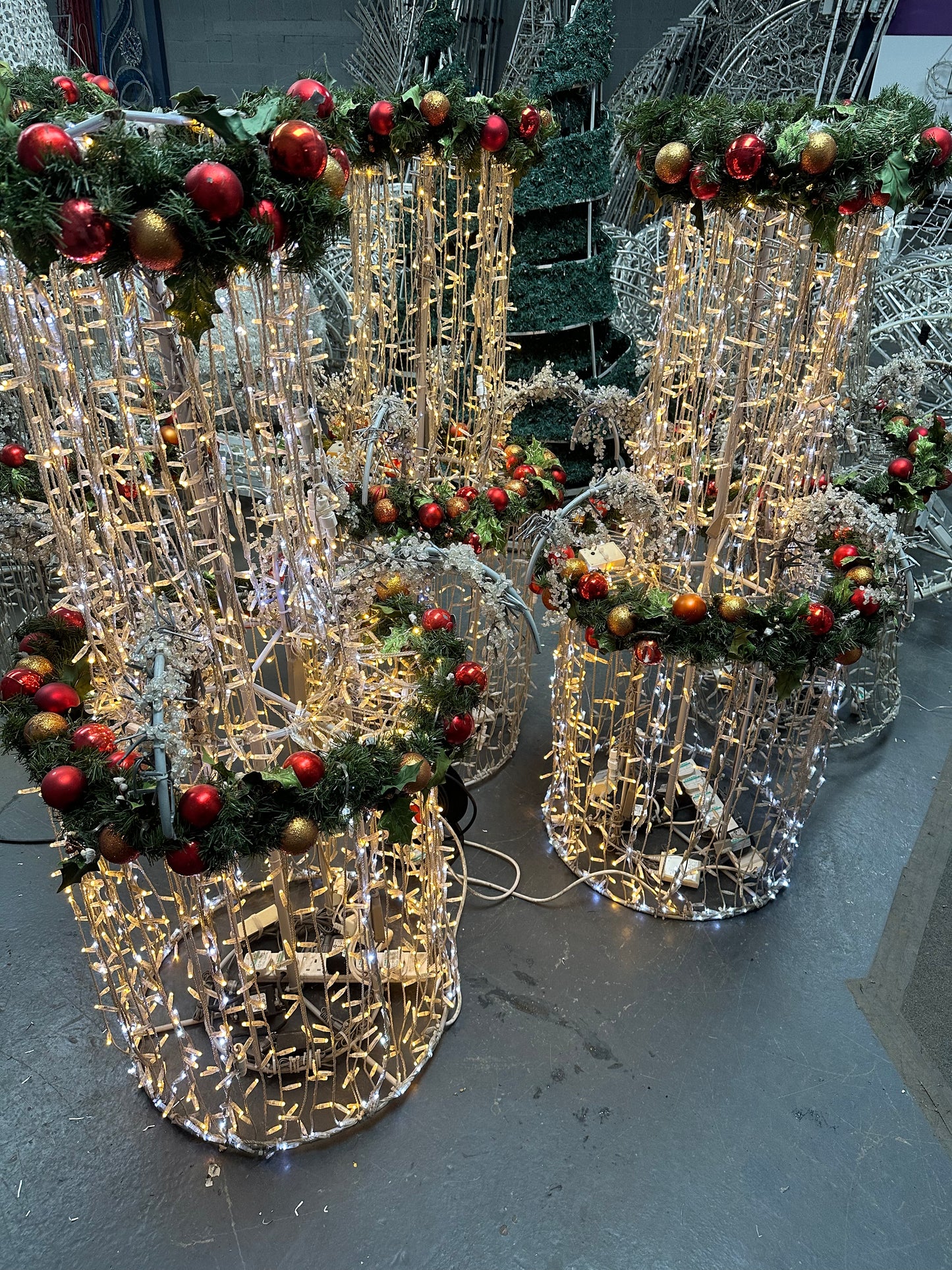 Standing yellow and white Xmas lights, great to form a path way