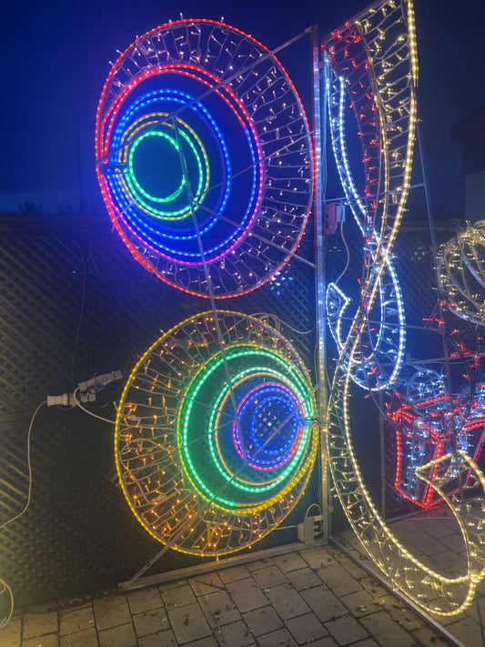 Multi coloured circle banner lights - Christmas Light Installers