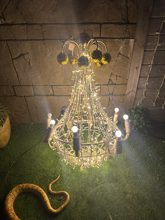 3ft Yellow Chandeliers with light bulbs built into frame