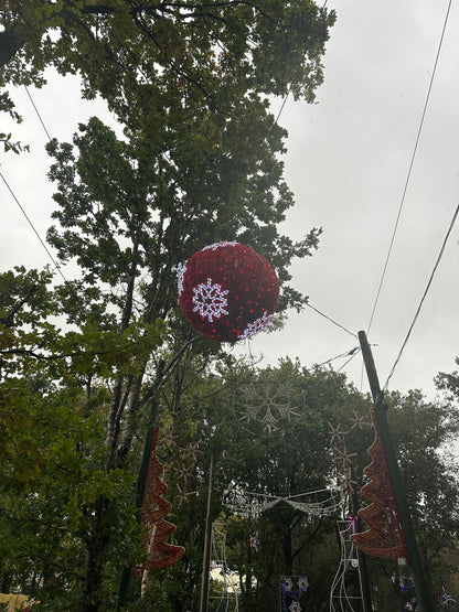 Red Tinsel and White Snowflake LED Bauble