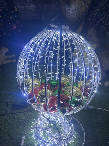 LED Bright White Baubles With String Lights Attached and Plastic balls Inside