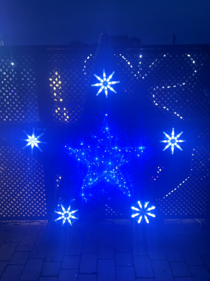 Large Blue Star With Flashing Snowflakes - Outdoor Xmas Lights